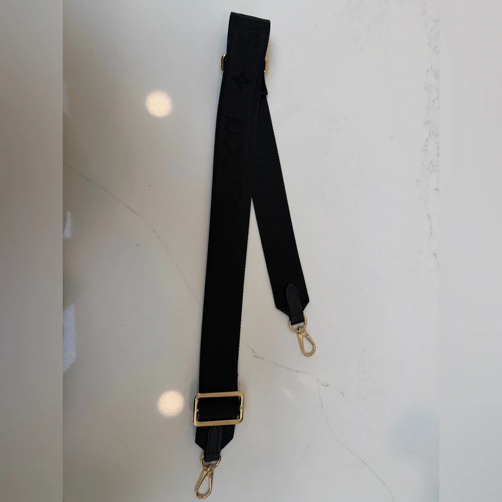 RARE! NEW Louis Vuitton Black Nylon Adjustable Strap with Gold Hardware